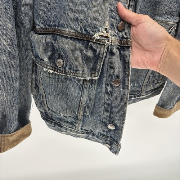 Vintage 60s Levis Denim Chore Distressed A-2 Bomber Buckle Back Retro USA XL - Picture 7 of 14